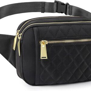 Fanny Packs for Women Men, Quilted Belt Bag with 5 Zipper Pockets, Fashion Waist